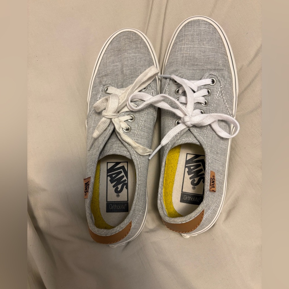 Vans Light Gray Canvas Sneakers with White Laces